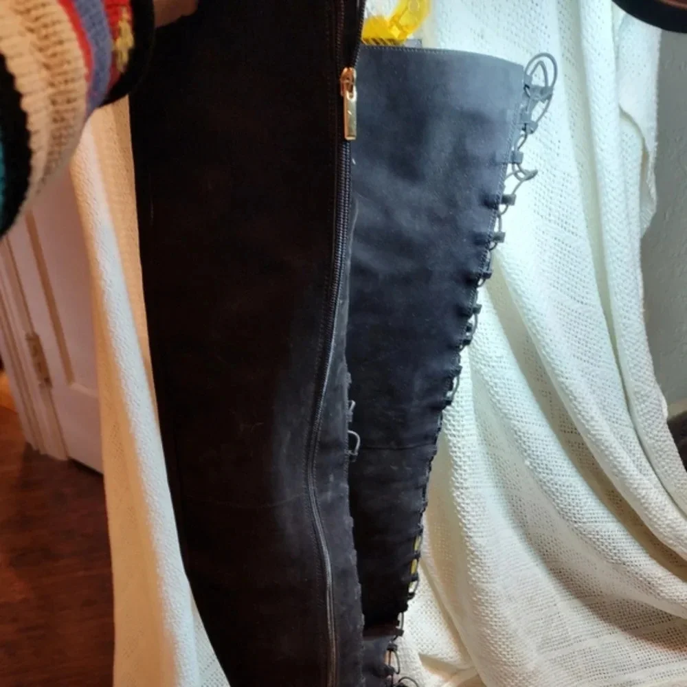 Robert Durville Thigh High Laced Boots 10‎